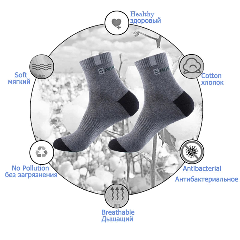 5/10 Pairs Men’s Bamboo Fiber Sports Socks – Breathable Cotton Crew Socks - 3KDyn